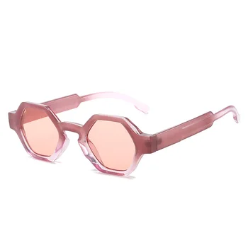 Роскошные Брендовые дизайнерские солнцезащитные очки Polygon, женские Для мужчин, трендовые солнцезащитные очки, модные винтажные очки в стимпанковой оправе, розовые оттенки UV400