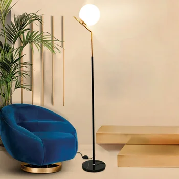 Американский винтаж Стеклянная тень светодиодный торшер для гостиной Спальня прикроватные лампы для учебы лампа для чтения диван стороны стоят фонари