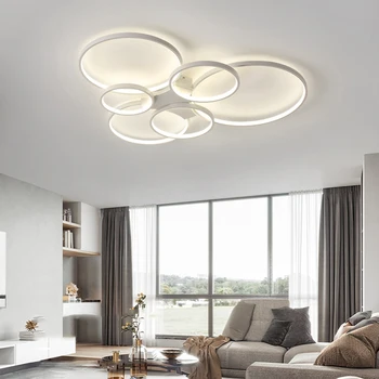 Современный белый светодиодный потолочный светильник, люстра арт-дизайна для гостиной, спальни, столовой, кабинета, креативный круговой светильник в скандинавском стиле