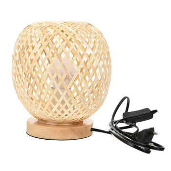 Настольная лампа из бамбукового ротанга, Прикроватная лампа в японском стиле, Настольная лампа для спальни, украшение своими руками, Штепсельная вилка ЕС