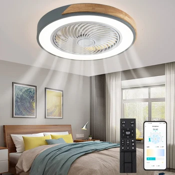 Современный Низкопрофильный Деревянный потолочный вентилятор с дистанционным управлением, Затемняемый 3-Цветный светодиодный вентилятор в помещении, спальня, гостиная