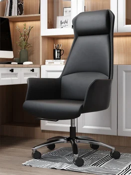 Удобное компьютерное кресло, длительное сидение, конференц-зал дома, простой современный кабинет, большое классное кресло, кожаное офисное кресло