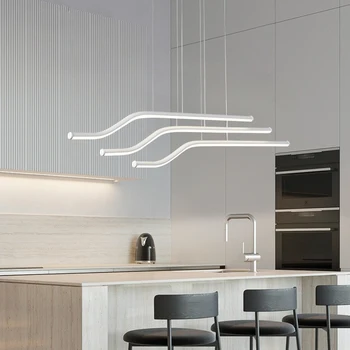 Современная светодиодная люстра, подвесной светильник с хромированной отделкой, подвесной светильник, кухонное освещение для столовой, гостиной