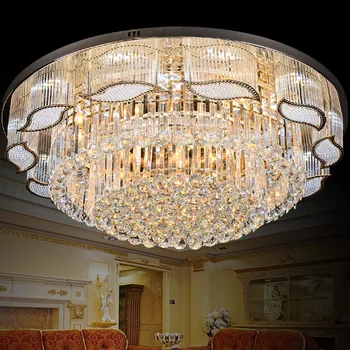 Новый круглый потолочный светильник golden living room crystal в спальне творческая атмосфера теплые лампы освещение