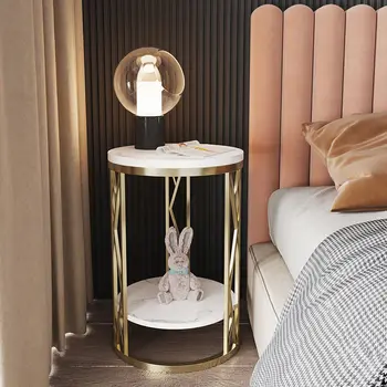 Мини-прикроватный столик, маленький роскошный светильник, маленький круглый столик, каменная полка, современная и минималистичная прикроватная тумбочка, место для хранения в спальне ок