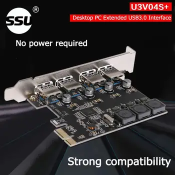 SSU U3V04S + 4-портовая карта расширения USB 3.0 PCIe, адаптер PCI Express USB Hub