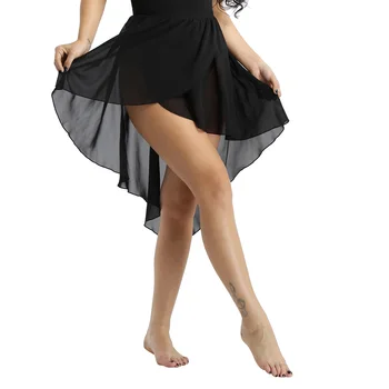 Женская прозрачная сетчатая асимметричная шифоновая танцевальная юбка для танцев, лирическая юбка для балета, латиноамериканский современный костюм для выступлений