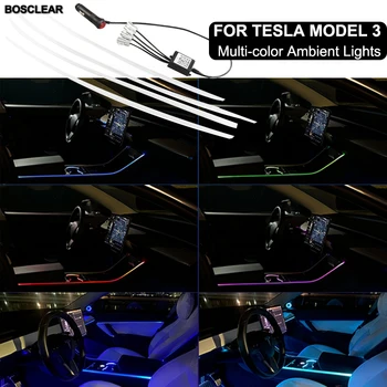Украсьте управление приложением Inter Lamp для Tesla Model 3 2019 2020 2021, внутреннее освещение автомобиля, 24 цвета светодиодной ленты RGB, неоновые огни.