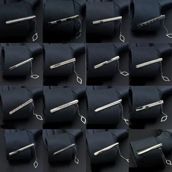 Мужская Металлическая цепочка серебристого цвета длиной 6 см, зажим для галстука, Свадебная вечеринка, Официальная Застежка для галстука BWTRS0344
