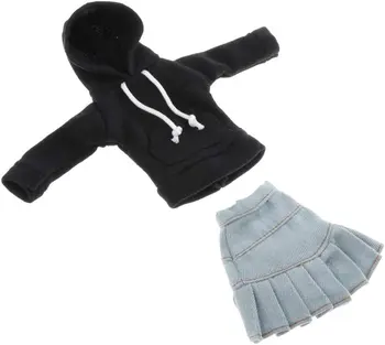 Одежда для куклы 1/6 - Топ с капюшоном и джинсовая юбка модного фасона, для MSD SD, таких как DZ DOD Dollfie или других аналогичных размеров с шаровидными шарнирами Do