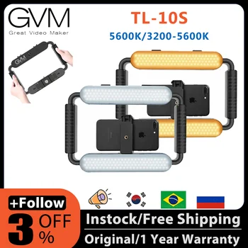 GVM TL-10S 10 Вт Видеорегистратор для Смартфона со Светом Ручной Сотовый Телефон LED Ring Light Selfie Light с Кронштейном Стабилизатора Vlog Grip