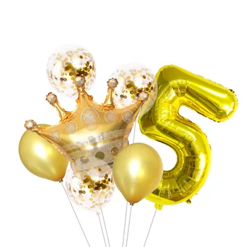 7 шт. Воздушные шары из фольги с золотой короной, принц, принцесса, Детский душ, День рождения, Балон на Годовщину Дня рождения, украшение для вечеринки по случаю Дня рождения