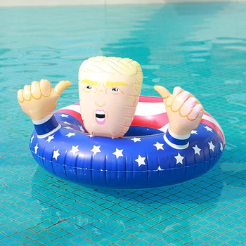 100-сантиметровое плавательное кольцо Надувной бассейн в форме Дональда Трампа Плавательные круги Оборудование для плавания Взрослые Пляжные водные виды спорта Забавные игрушки