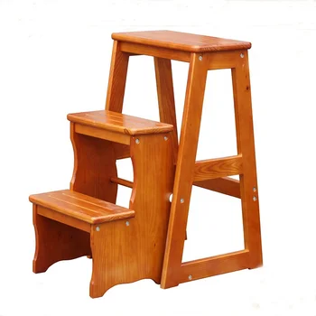 бытовая многофункциональная стремянка из массива дерева, деревянная лестница, стул