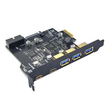 Тип C USB 3.2 Gen1 PCIE Card Концентратор USB 3.0 PCI Express Плата PCI-E PCI E USB 3 Адаптер Множитель USB3 3.1 Контроллер Riser Card