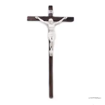 Настенный декор с распятием из цельного дерева, подвесные кресты с Иисусом для настольного религиозного католического молитвенного подарка для дома