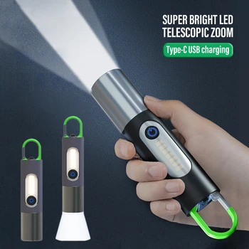 Светодиодный фонарик XHP50 Work Light USB Перезаряжаемый фонарь для кемпинга и рыбалки, водонепроницаемый фонарь-брелок с зумом, лампа для кемпинга на открытом воздухе