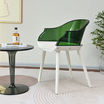 Скандинавский акриловый прозрачный стул, домашнее креативное кресло, Полузакрытая спинка, Дизайнерские стулья для сращивания цветных