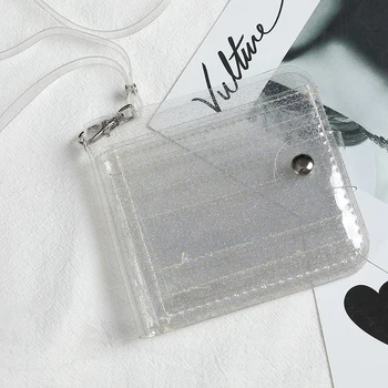 Прозрачный женский кошелек ПВХ Лазерная прозрачная желейная сумка Мини-кошелек для кредитных карт, прозрачные сумки-кошельки, женская сумочка на шнурке для шеи