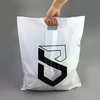 500 шт. / Оптовая продажа Экологически Чистые пластиковые пакеты для высечки с логотипом нестандартного размера, Водонепроницаемая Складная сумка для упаковки одежды для покупок
