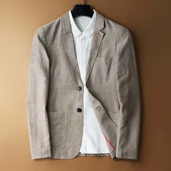 2023 Новый модный летний весенний блейзер, чистое нижнее дышащее хлопчатобумажное льняное пальто, мужской костюм, 1 шт. (только куртка)