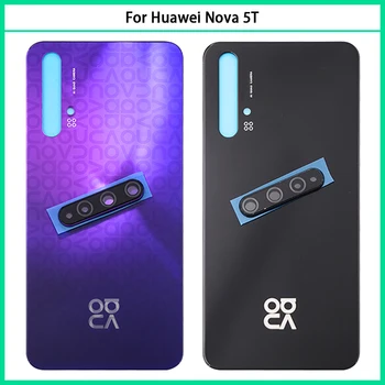 Новый для Huawei Nova 5T Задняя крышка аккумулятора Задняя дверь 3D Стеклянная панель Nova5T Корпус аккумулятора Чехол для объектива камеры Клей Заменить