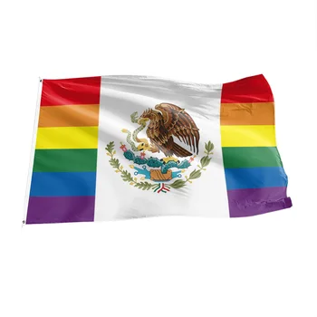 3* 5 футов Гордость ЛГБТ Флаг Мексика Радужный Флаг Яркий Цвет Выцветающий Гей Лесбиянка Бисексуал Парад Месяца Гордости Мира Баннер 90x150 см