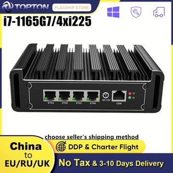 Встроенный безвентиляторный программный маршрутизатор 2.5G i7 1165G7 i5 1135G7 Celeron N5105 4 Intel i225 2500 M Lan DP HD-MI pfSense Firewall Mini PC