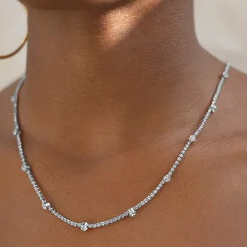Stonefans Колье-чокер со стразами круглой формы, ювелирные изделия для женщин, простое хрустальное регулируемое ожерелье, цепочка, аксессуар в подарок