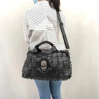 Европа и Америка модная повседневная женская сумка с индивидуальными заклепками в виде черепа, сумка через плечо через одно плечо, кожаная женская сумка handba