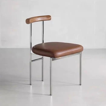 Обеденные стулья из кожи и дерева, Минималистичный Металлический Современный туалетный столик, обеденные стулья для спальни Nordic, Наборы обеденных стульев Silla Nordica