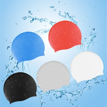 Эластичная водонепроницаемая силиконовая ткань Защищает уши, длинные волосы, спортивная шапочка для бассейна, шапочка для плавания, свободный размер для мужчин, женщин, взрослых