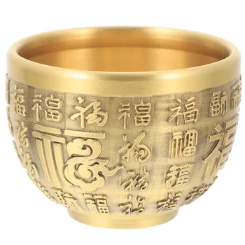 Чаша для подношения сокровищ Латунные чаши Алтарный Тазик Китайская Тибетская Медная Медитация на деньги Храм Удачи Богатство Фу Декор Языческий