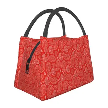 Бандана с рисунком Пейсли, изолированная сумка для ланча для женщин, герметичный кулер, термос для ланча, пляжный кемпинг, путешествия