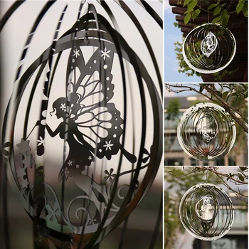Ветряные подвесные блесны 3D Металлическая спиральная ветряная блесна с шариковым спиральным хвостом из нержавеющей Стали, декор для вращения на 360 градусов