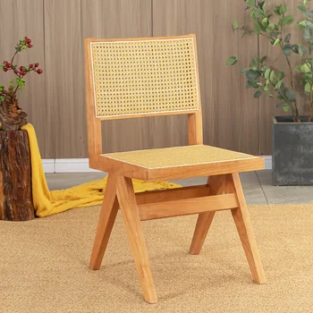 Мобильные Складные Обеденные стулья из скандинавского ротанга, Деревянные Наборы садовой мебели для отдыха, шезлонги для грима, стулья для грима