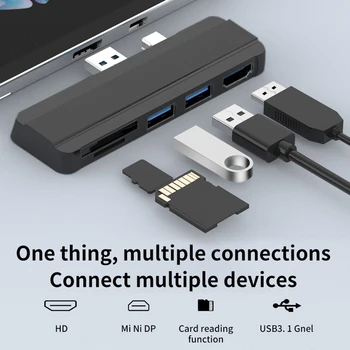 USB-док-станция 5 в 1 для Surface Pro 5 Pro 4 Pro 3 Док-станция-концентратор с 4K HDMI-совместимым слотом USB 3.0 TF