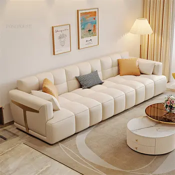 Скандинавский легкий диван из роскошной ткани Мебель для гостиной Итальянские диваны для гостиной в кремовом стиле Креативный дизайнерский прямой диван