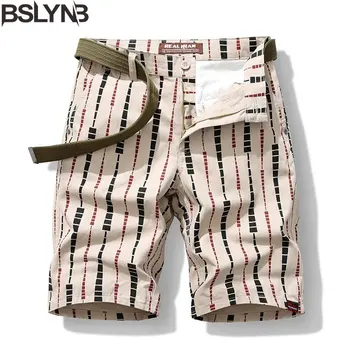 Мужские полосатые шорты с принтом, летние хлопковые уличные Корейские модные шорты, пляжные брюки