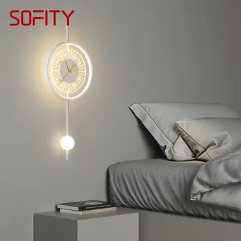 SOFITY Creative Настенный светильник с настоящими часами 3 Цвета Светильник для лестницы в гостиную Роскошная комната Прикроватная лампа для спальни