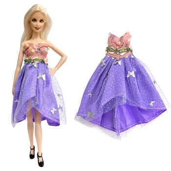 NK, 1 шт., Милая кукла, имитация цветочной феи, великолепное платье, фиолетовое платье феи-бабочки, лесная вечеринка для куклы Барби, Аксессуары