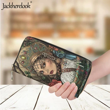 Jackherelook, Длинный женский кошелек из искусственной кожи, новый бренд Gypsy Art Design, кошелек для покупок, сумка для денег, женский кошелек для банковских карт