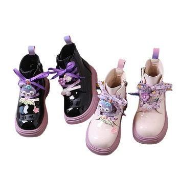 Новые детские ботинки, модная обувь из зеркально яркой искусственной кожи, водонепроницаемые детские ботинки унисекс, резиновые сапоги по щиколотку для мальчика и девочки