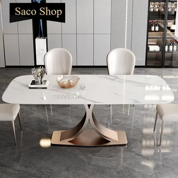 Обеденный стол Bright Rock Board с 4 стульями Современный минималистичный Роскошный Кухонный гарнитур Прямоугольный Салонный стол Esstische