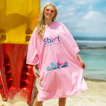 Профессиональный женский халат из быстросохнущего пляжного полотенца с капюшоном и длинными рукавами для плавания и дайвинга 2020 EO