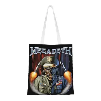 Сумки для покупок рок-группы Kawaii Megadeths многоразового использования Отличный Мусор Металлические Продукты Холщовая сумка для покупок через плечо