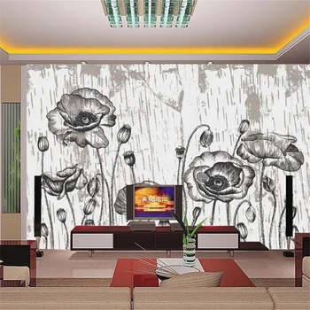 обои beibehang на заказ, 3D фрески, креативная ручка, белый рисунок, стена гостиной, обои для спальни