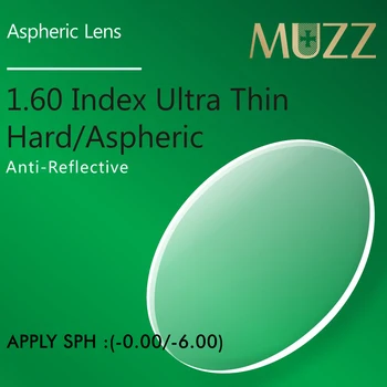 Линзы Для Очков MUZZ Eye с Индексом 1,60 Тоньше, легче Высококачественных Очков для Близорукости из Сверхпрочной смолы, Оптические Очки для глаз по Рецепту Врача 2ШТ