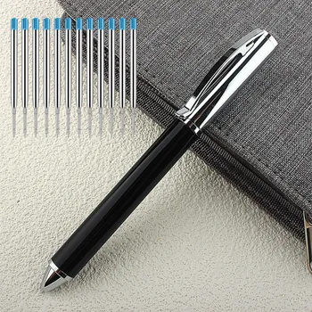 Металлическая шариковая ручка роскошного качества, металлическая серебристая ручка с чернилами 0,7 мм, офисная ручка, школьные принадлежности