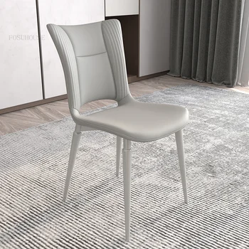 Итальянские минималистичные кожаные обеденные стулья для кухни Современный бытовой обеденный стул для отдыха Дизайнерские стулья со спинкой